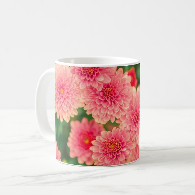 Taza De Café Flores rosa brillantes (Anverso izquierdo)