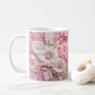 Taza De Café Flores Rosa Impresas Con Un Aspecto 3D