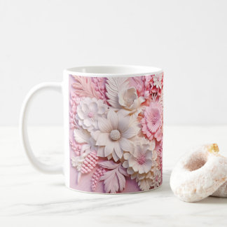 Taza De Café Flores Rosa Impresas Con Un Aspecto 3D