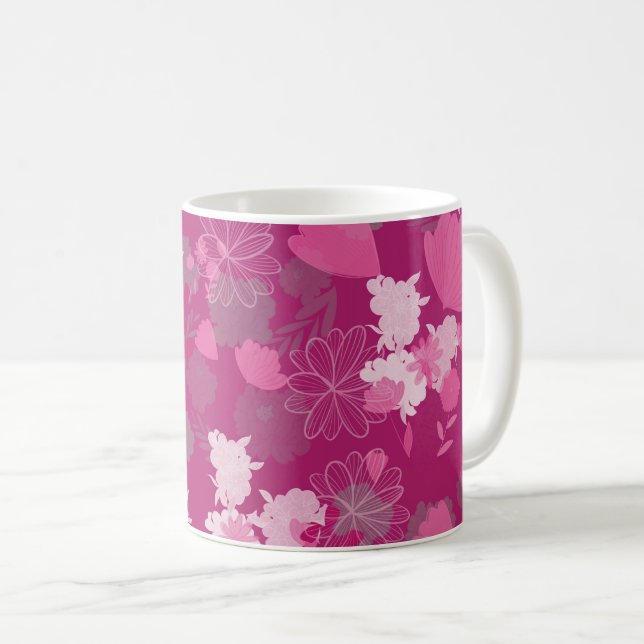 Taza De Café flores rosadas (Anverso derecho)