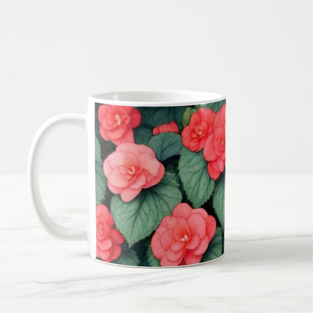 Taza De Café Flores rosadas de Begonia (Izquierda)