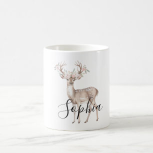 Taza De Café Flores rosadas de ciervo