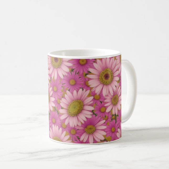 Taza De Café Flores rosadas de margarita (Anverso derecho)