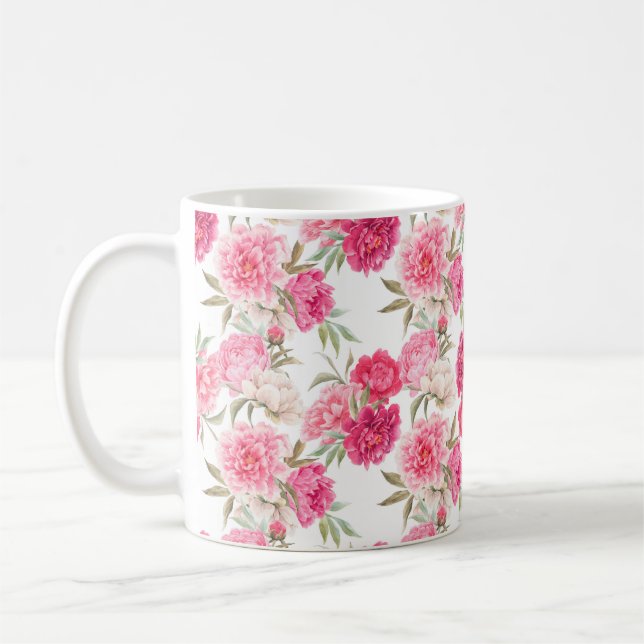 Taza De Café Flores rosadas de peón sin inconvenientes (Izquierda)