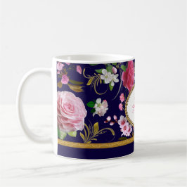 Taza De Café Flores rosadas del monograma