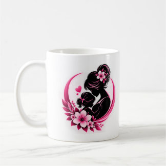 Taza De Café Flores rosadas elegantes Maternidad Amor Mujeres