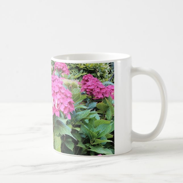 Taza De Café Flores rosadas Foto Clásica Mug Blanca (Derecha)