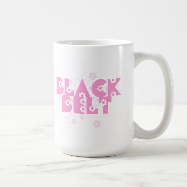 Taza De Café Flores rosadas Martial Arts Black Belt (Derecha)