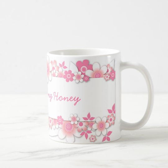 Taza De Café Flores rosadas, miel de la buena mañana
