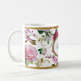Taza De Café Flores rosadas monográficas