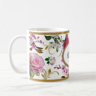 Taza De Café Flores rosadas monográficas