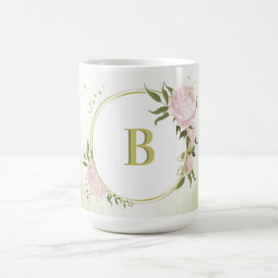 Taza De Café flores rosadas románticas vegetación