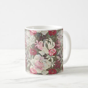 Taza De Café Flores rosadas rosadas de peonis ramo de jardín