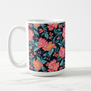 Taza De Café Flores rosadas y corales