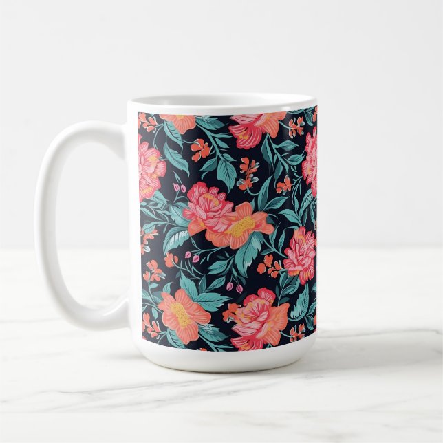 Taza De Café Flores rosadas y corales (Izquierda)