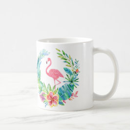 Taza De Café Flores rosadas y flores tropicales