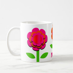 Taza De Café Flores rosadas y Naranjas calientes