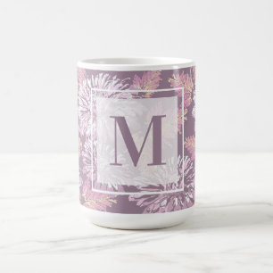 Taza De Café Flores rosas, acuarela, monograma, personalizar