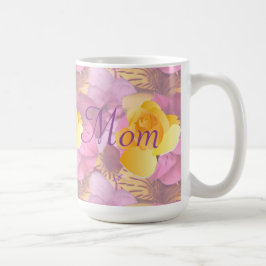 Taza De Café Flores rosas amarillas rosa grande mamá Mug