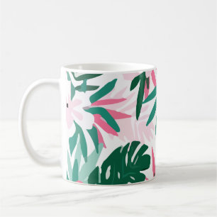 Taza De Café Flores rosas de patrón hawaiano