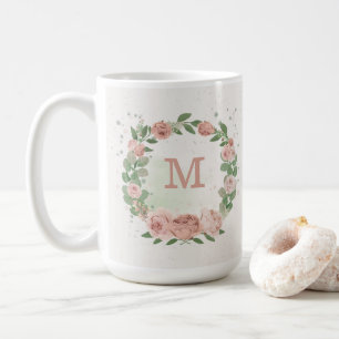 Taza De Café flores rosas ruidosas vegetación botánica