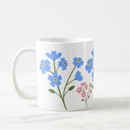 Taza De Café flores rosas y azules