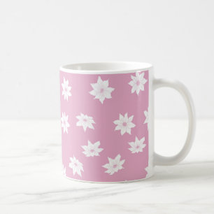 Taza De Café Flores rosas y blancas