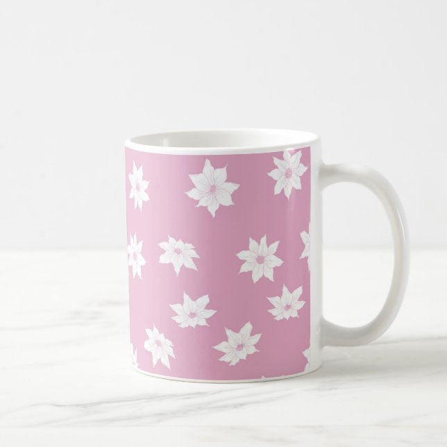 Taza De Café Flores rosas y blancas (Derecha)