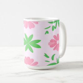 Taza De Café Flores rosas y hojas verdes sin inconvenientes