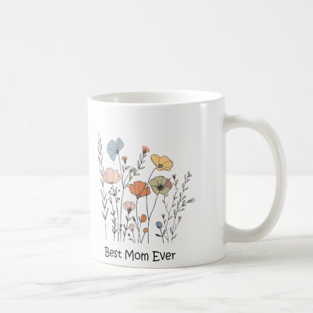 Taza De Café Flores salvajes mejor mamá jamás mug (Derecha)