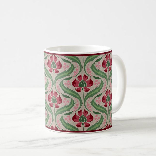 Taza De Café Flores salvajes rosadas Damask Coffee Mug (Anverso derecho)