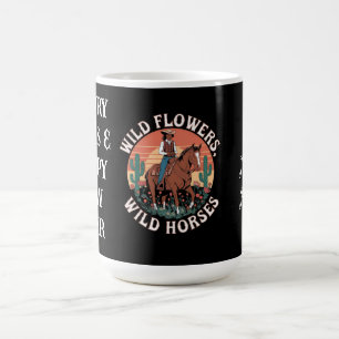 Taza De Café Flores salvajes y caballos salvajes son un tributo