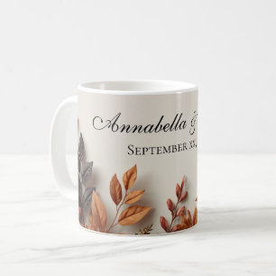 Taza De Café Flores Secas de Otoño Nombre Personalizado Floral