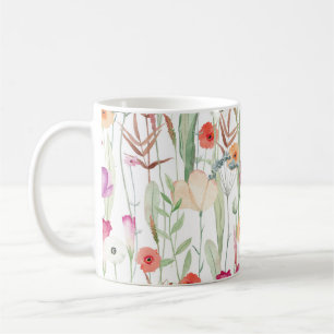 Taza De Café Flores silvestres acuarela Diseño transparente
