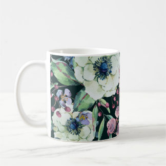 Taza De Café Flores silvestres anémicas: Patrón de acuarela de