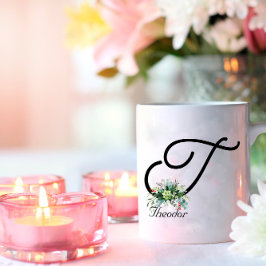 Taza De Café Flores silvestres color de agua blanco negro paro