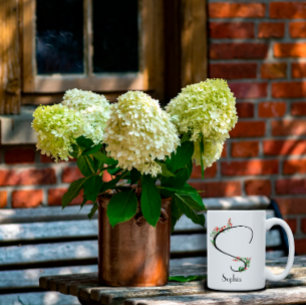 Taza De Café Flores silvestres color de agua letra S tazón de c