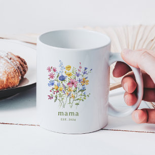 Taza De Café Flores silvestres coloridas de moda Mamá