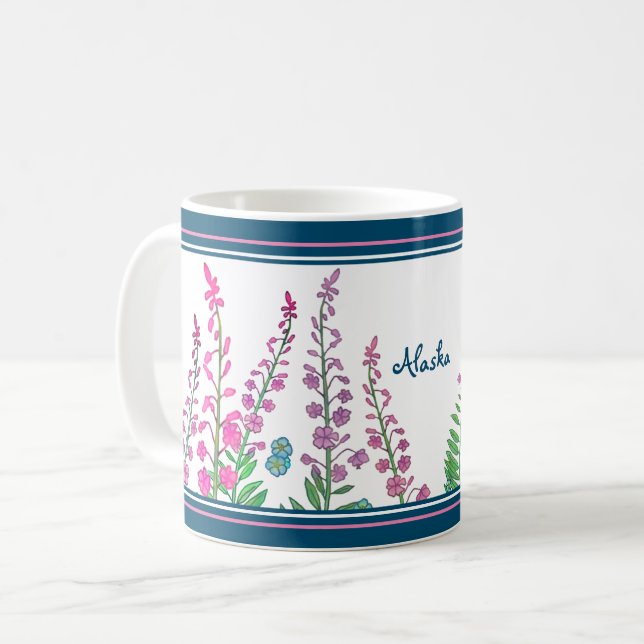 Taza De Café Flores silvestres de Alaska personalizadas (Anverso izquierdo)