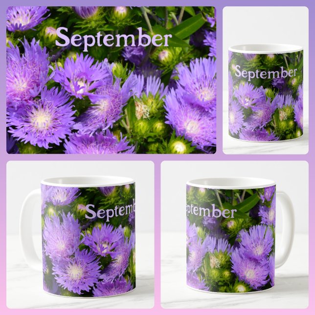 Taza De Café Flores silvestres de Aster morado floral fotográfi (Subido por el creador)