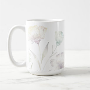 Taza De Café Flores Silvestres de Pastel Suave Acuarela Gracia