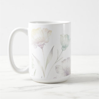 Taza De Café Flores Silvestres de Pastel Suave Acuarela Gracia