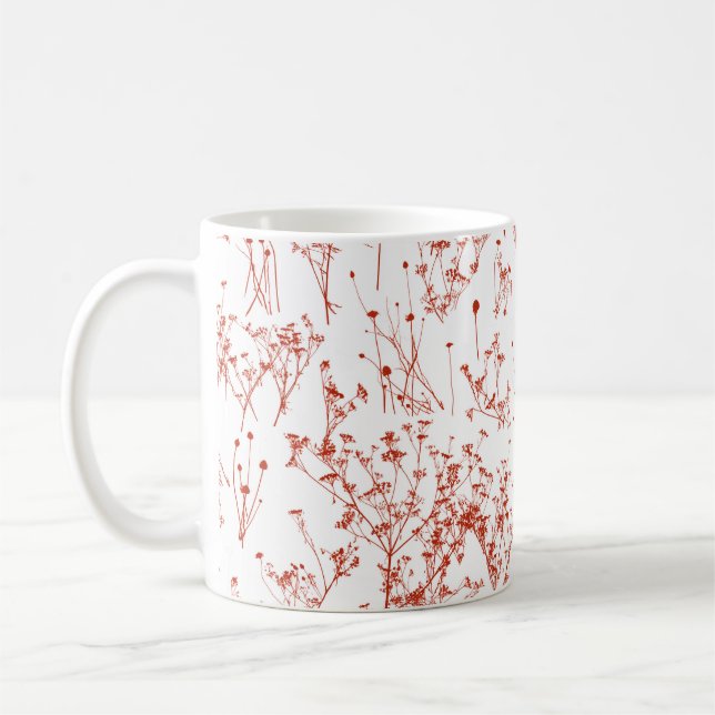 Taza De Café Flores silvestres de tela roja abstracta moderna e (Izquierda)