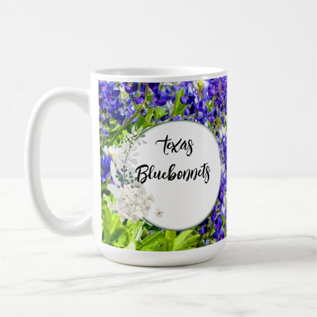 Taza De Café Flores silvestres de Texas Bluebonnets Hueso China (Izquierda)