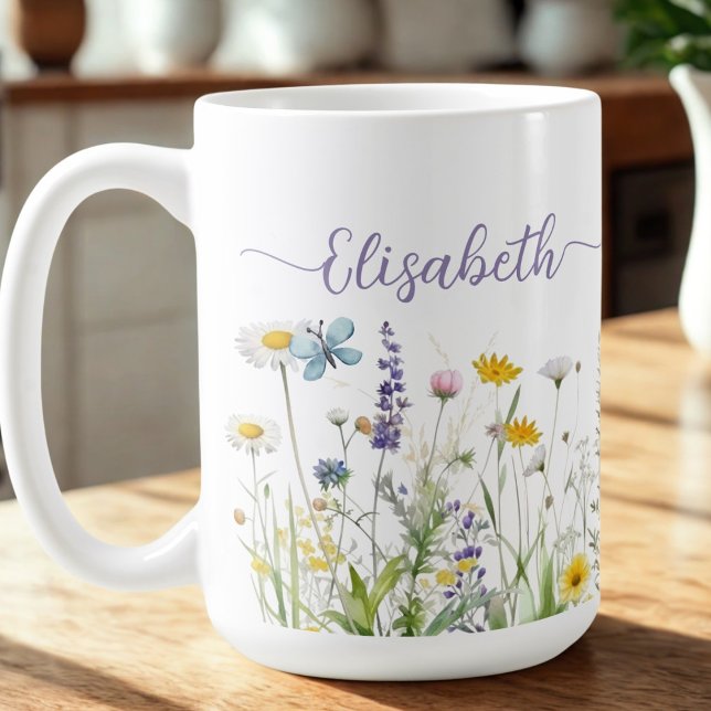Taza De Café Flores silvestres de verano de primavera Mug nombr (Subido por el creador)