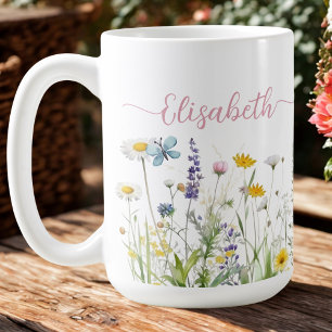 Taza De Café Flores silvestres de verano de primavera Nombre de