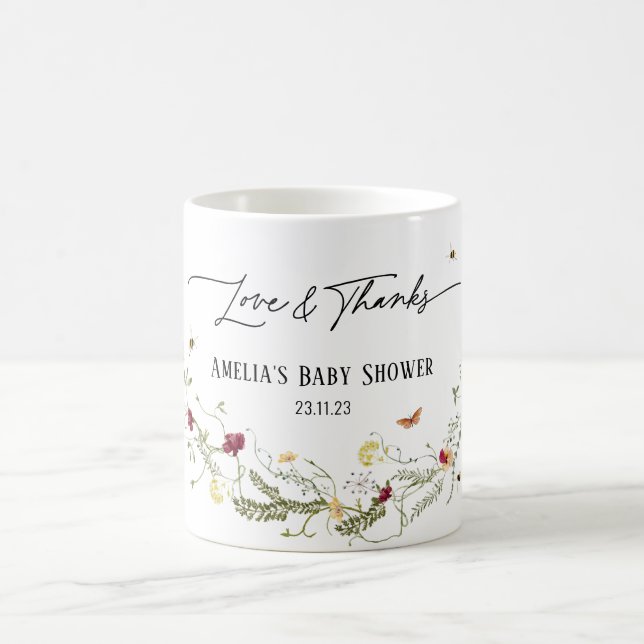 Taza De Café Flores silvestres Delicadas Personalizadas Baby Sh (Centro)
