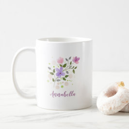 Taza De Café Flores silvestres elegantes al acuarela con regalo