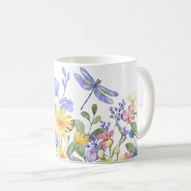Taza De Café Flores Silvestres Estéticas Y Luciérnagas (Anverso derecho)