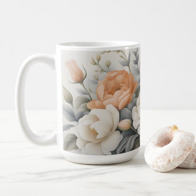 Taza De Café Flores silvestres - Flor pastel clásica (Con donut)